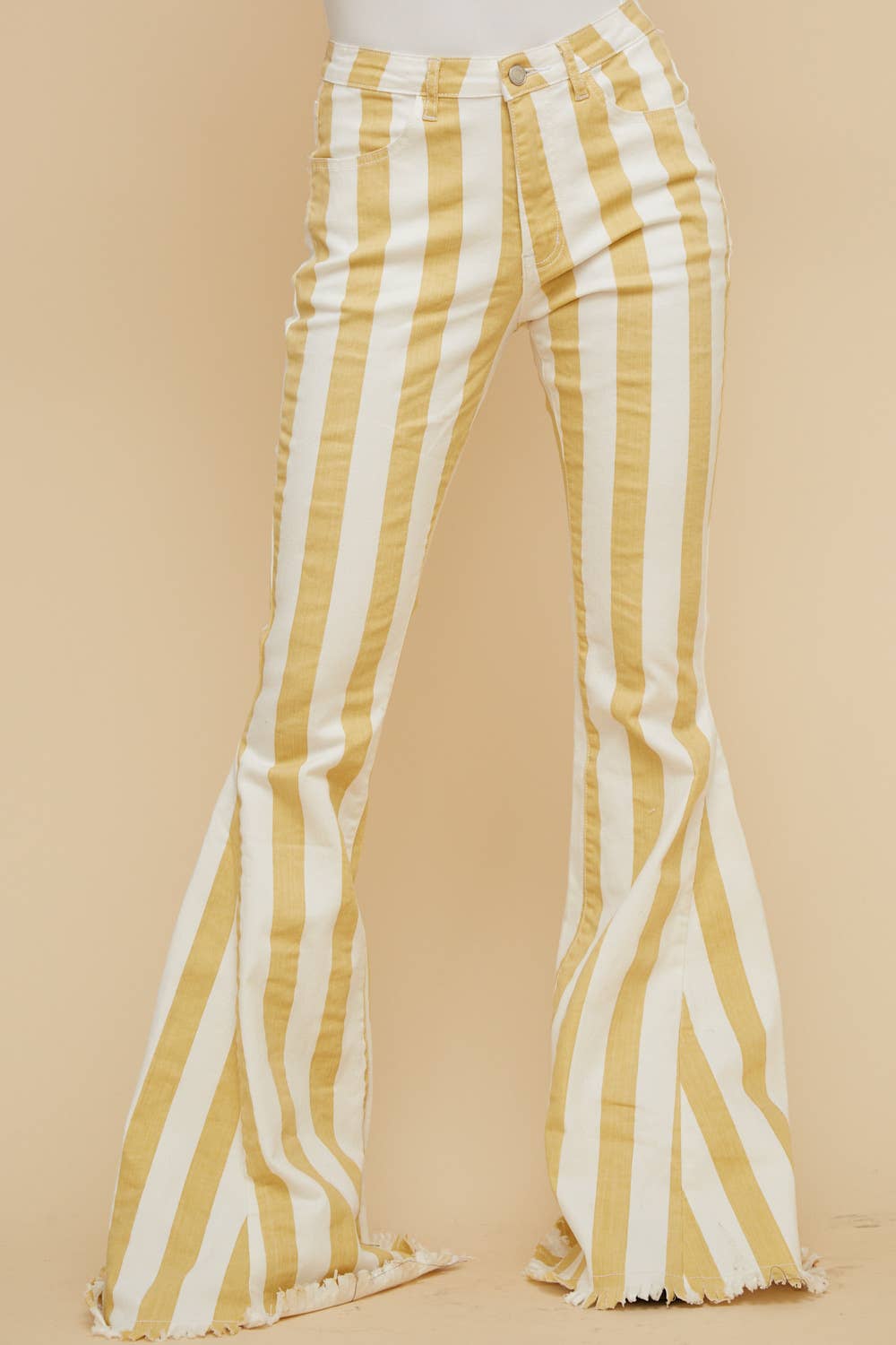 Yellow Stripe Bell Bottom Jeans