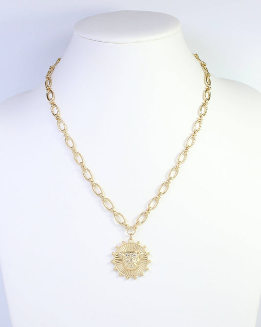 Carmen Coin Necklace Dog Worn Gold