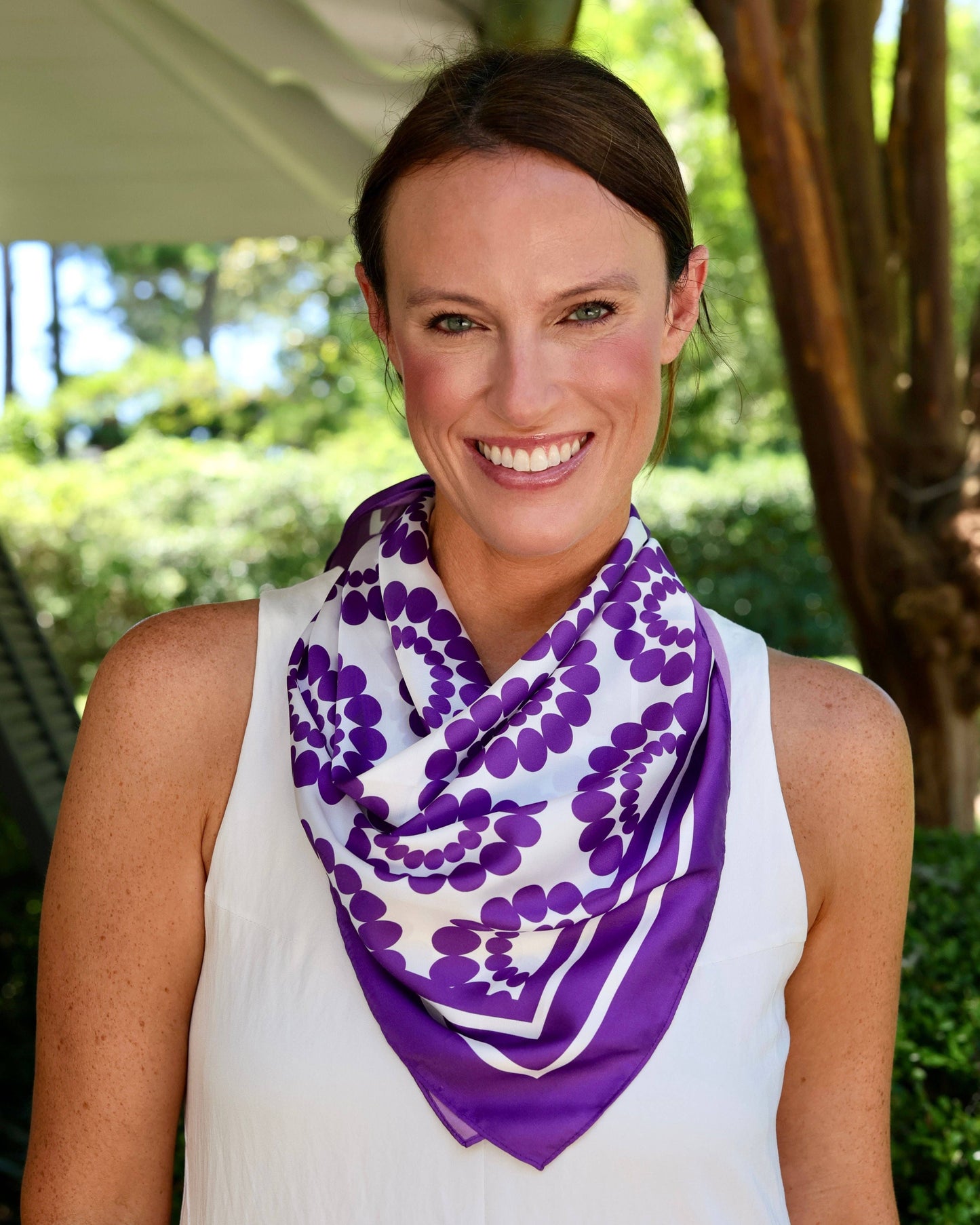 Lucy Floral Scarf Medium Purple White
