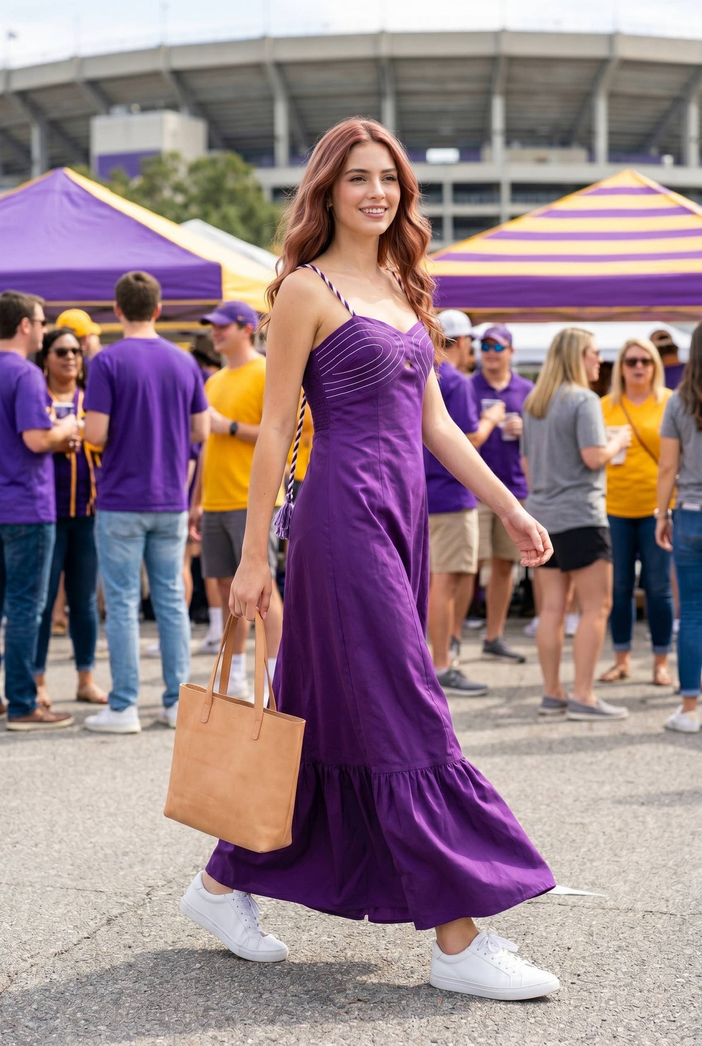 Purple Braided Strap Maxi Dress